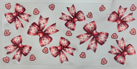 #21 Valentine Heart Bow 16oz UV DTF Cup Wrap Decal